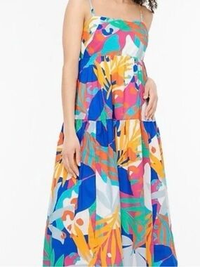 JCrew tie back tropical print sundress with zipper closure 
Size 10